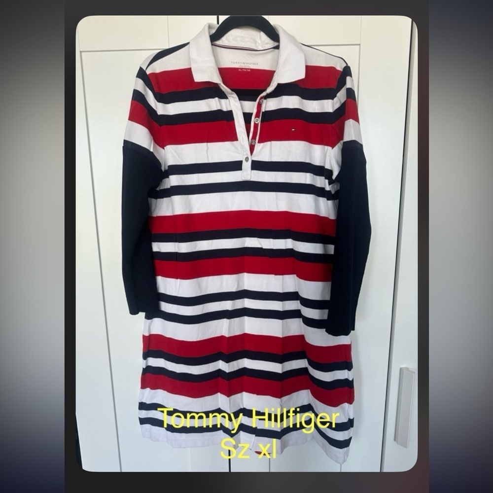 Tommy Hilfiger Red, White, and Black Striped Dress